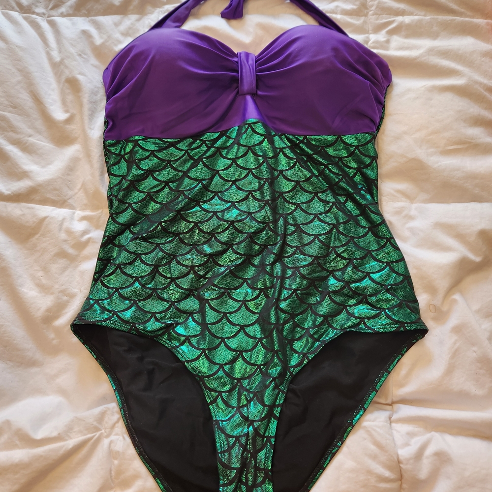Purple and Green Mermaid Women's One Piece Swimsuit